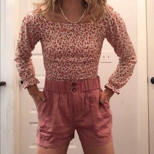 Pink Linen Shorts